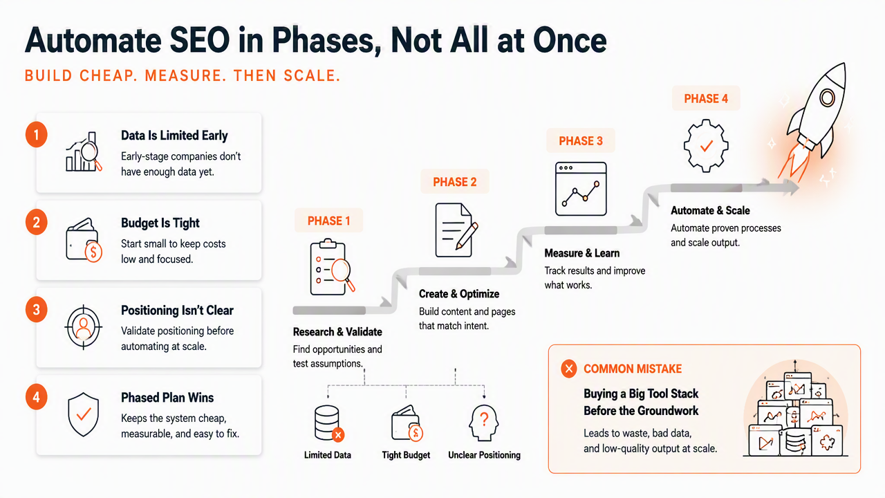 Illustration for Why should founders automate SEO in phases?