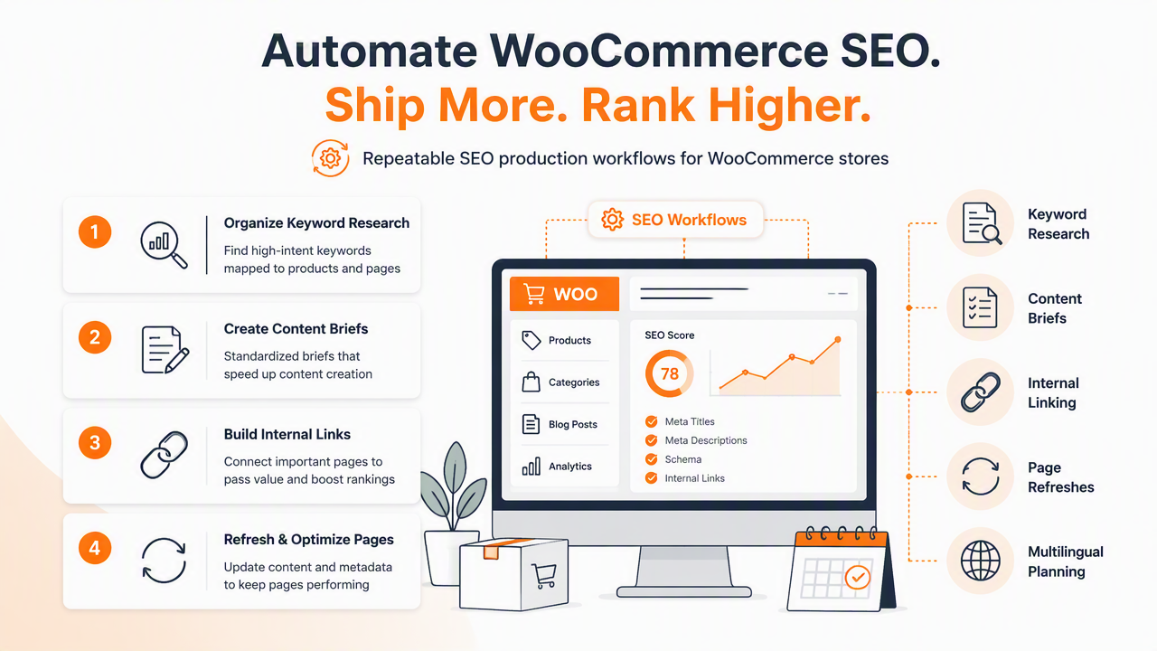 Illustration for How does Earlyseo handle WooCommerce SEO automation?
