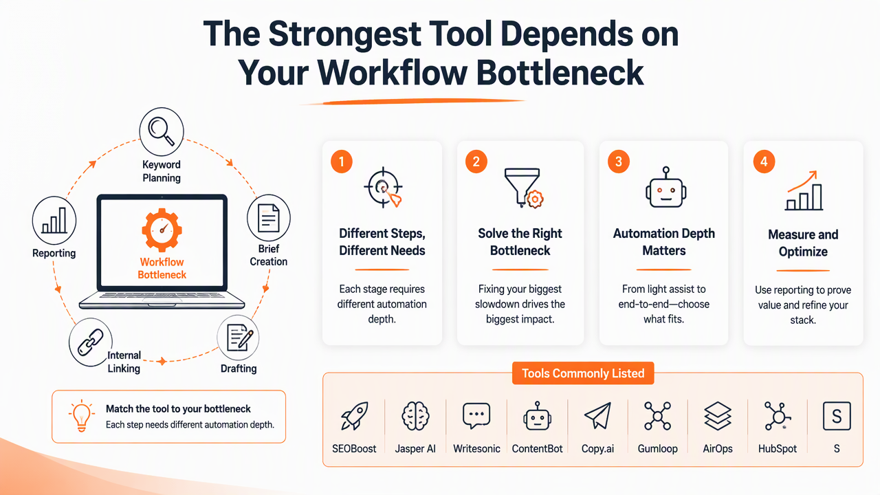 Illustration for Which tools are strongest for each SEO workflow?