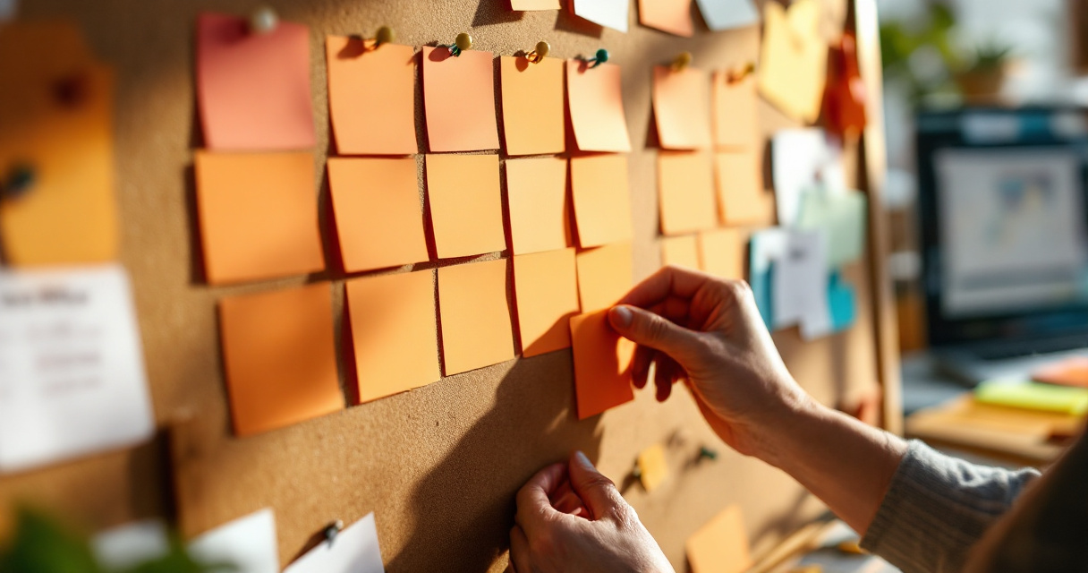 Small team planning a 90-day SEO content calendar with themed clusters on a board