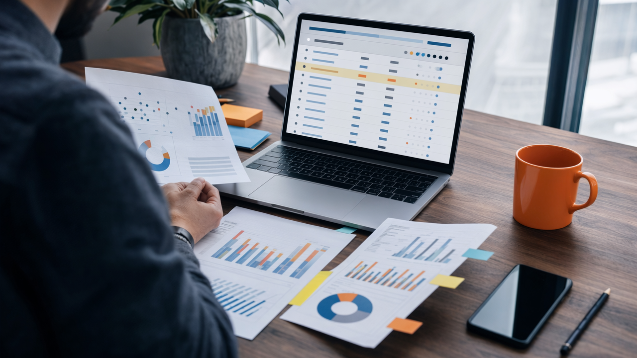 Over-the-shoulder SEO workspace comparing missing search terms and competitor keyword opportunities