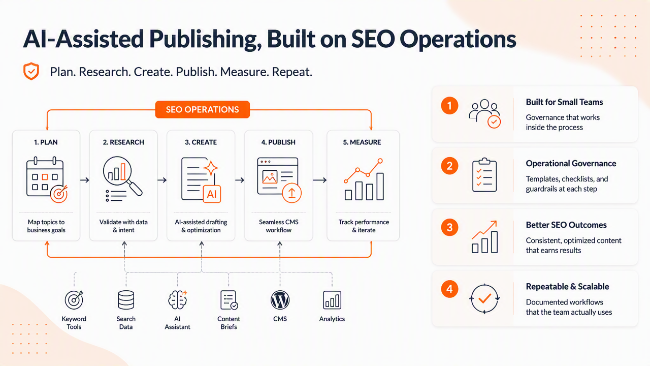 Illustration for How Earlyseo handles governance for AI-assisted publishing