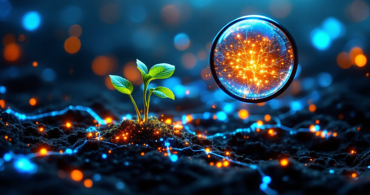 Niche keyword discovery concept with glowing search paths guiding a new website’s growth