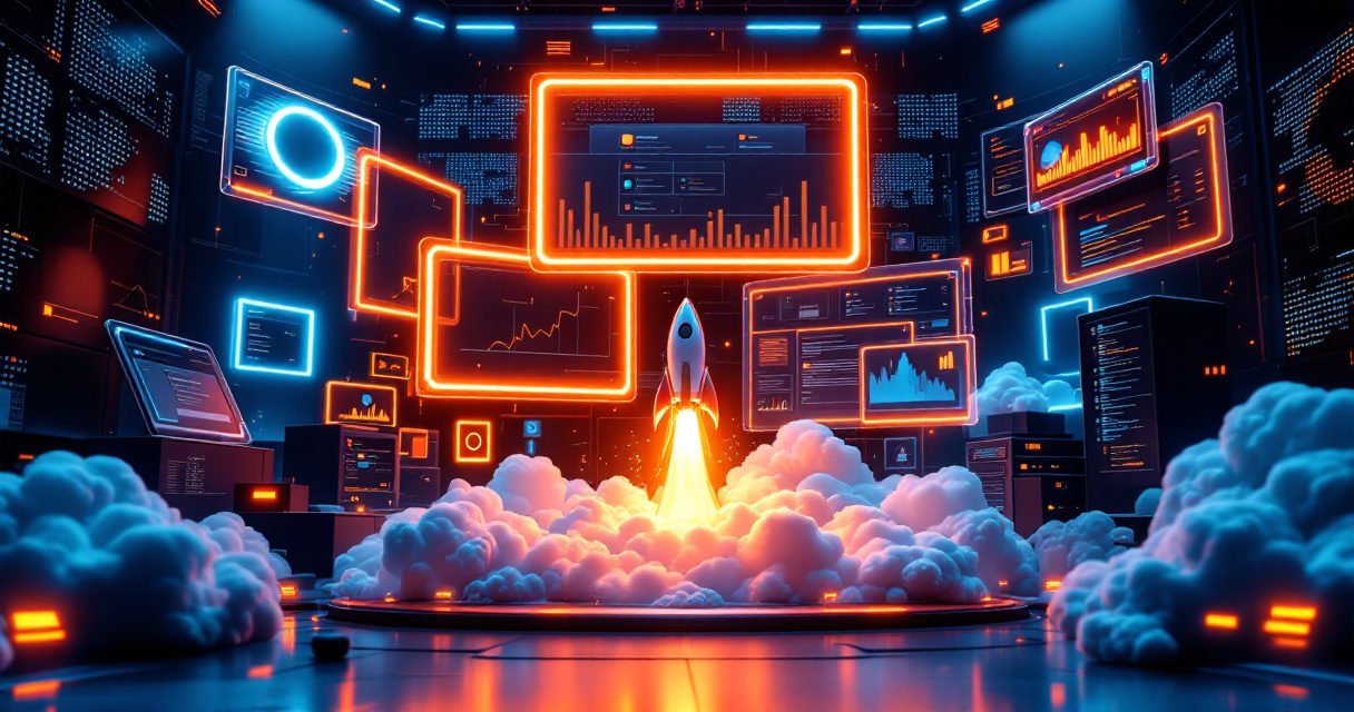 Futuristic content formats launching upward symbolizing fast ranking SEO content strategies in 2026