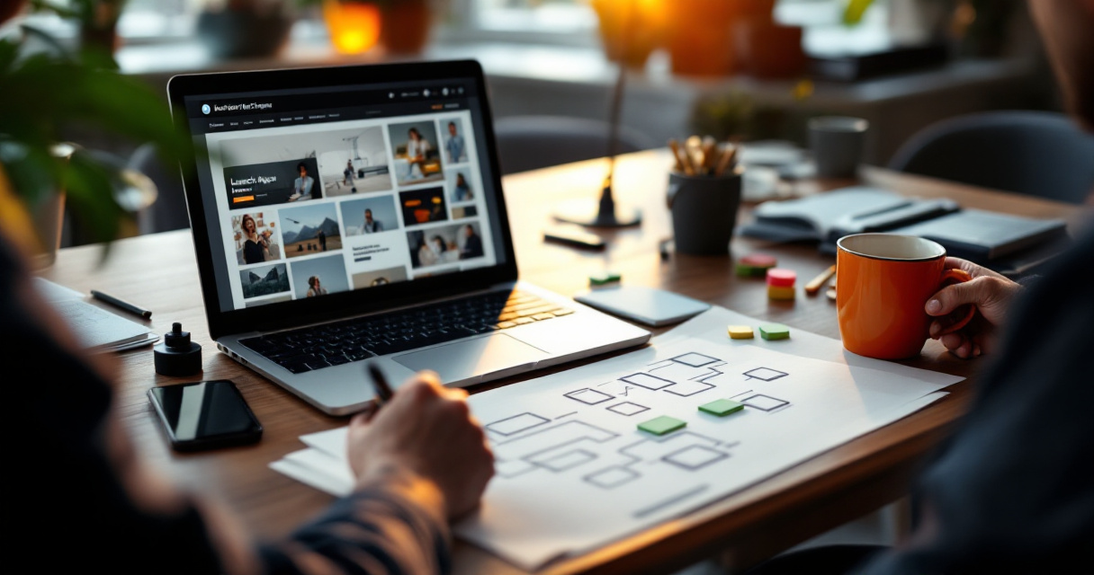 Startup team preparing launch page structure and SEO essentials before publishing