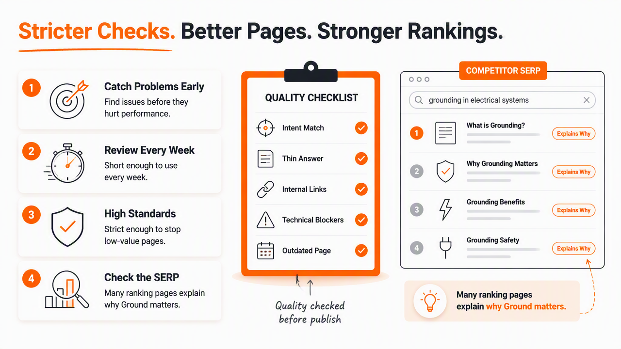 Illustration for Which quality checks keep rankings from slipping?