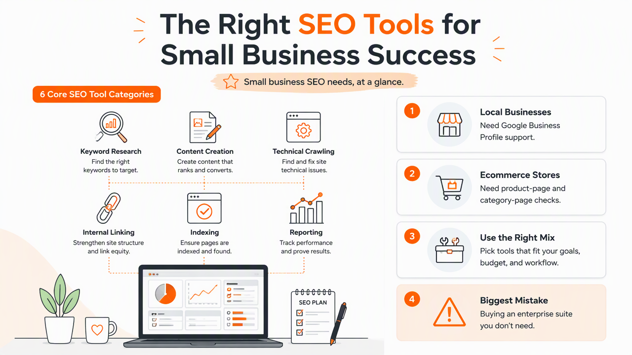 Illustration for Which SEO tool categories does a small business actually need?