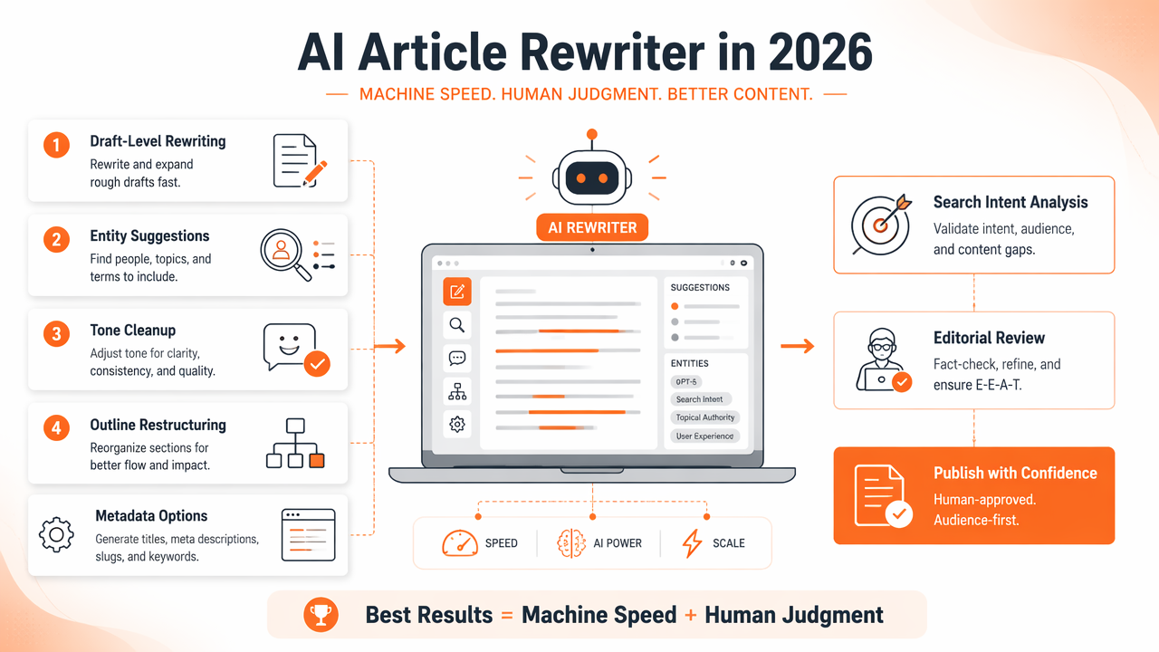 Illustration for What should an AI article rewriter handle in 2026?