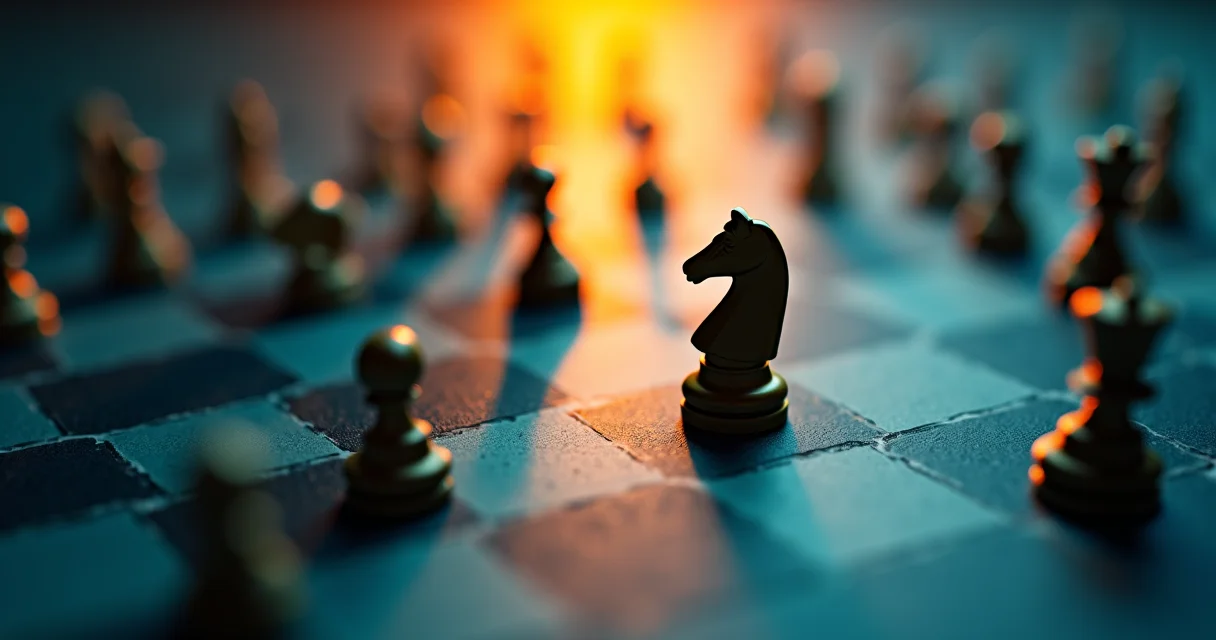 Chess knight piece symbolizing strategic competitive advantage through SEO positioning for startup growth
