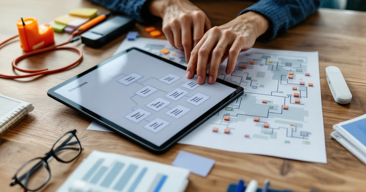 Hands reviewing sitemap duplicates and structured page signals before a website recrawl