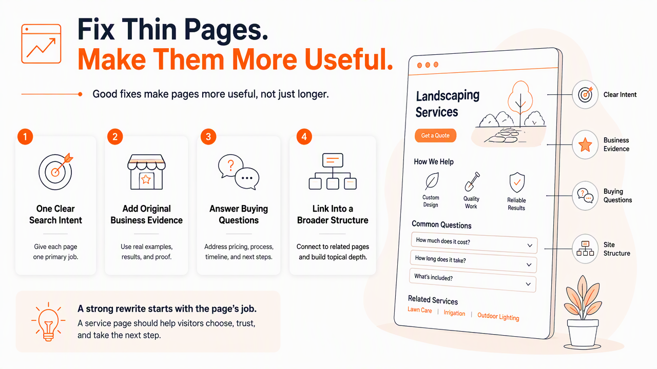 Illustration for How should small businesses improve thin pages?