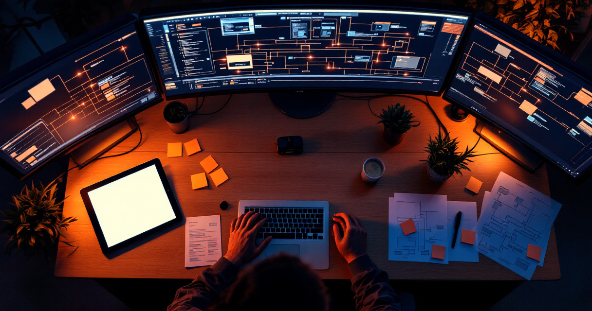 Abstract visualization of auditing website structure and URLs before SEO site migration