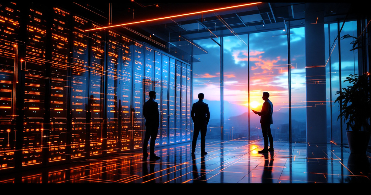 Server room launch moment symbolizing careful SEO website migration going live