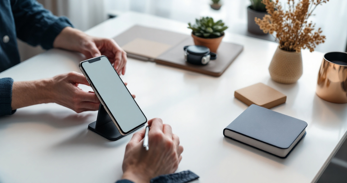 Hands arranging product-focused content workflow for ranking and converting tiny-intent searches