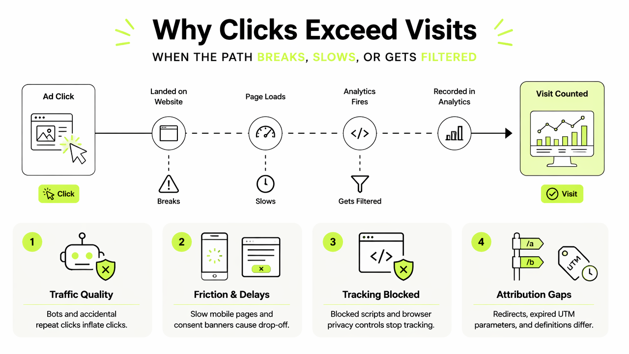 Illustration for Why do clicks exceed visits?