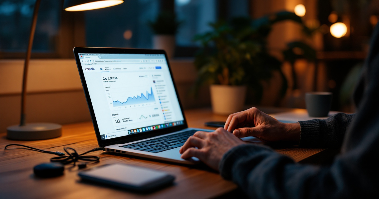 Clean workspace showing streamlined analytics setup for a lightweight Carrd landing page