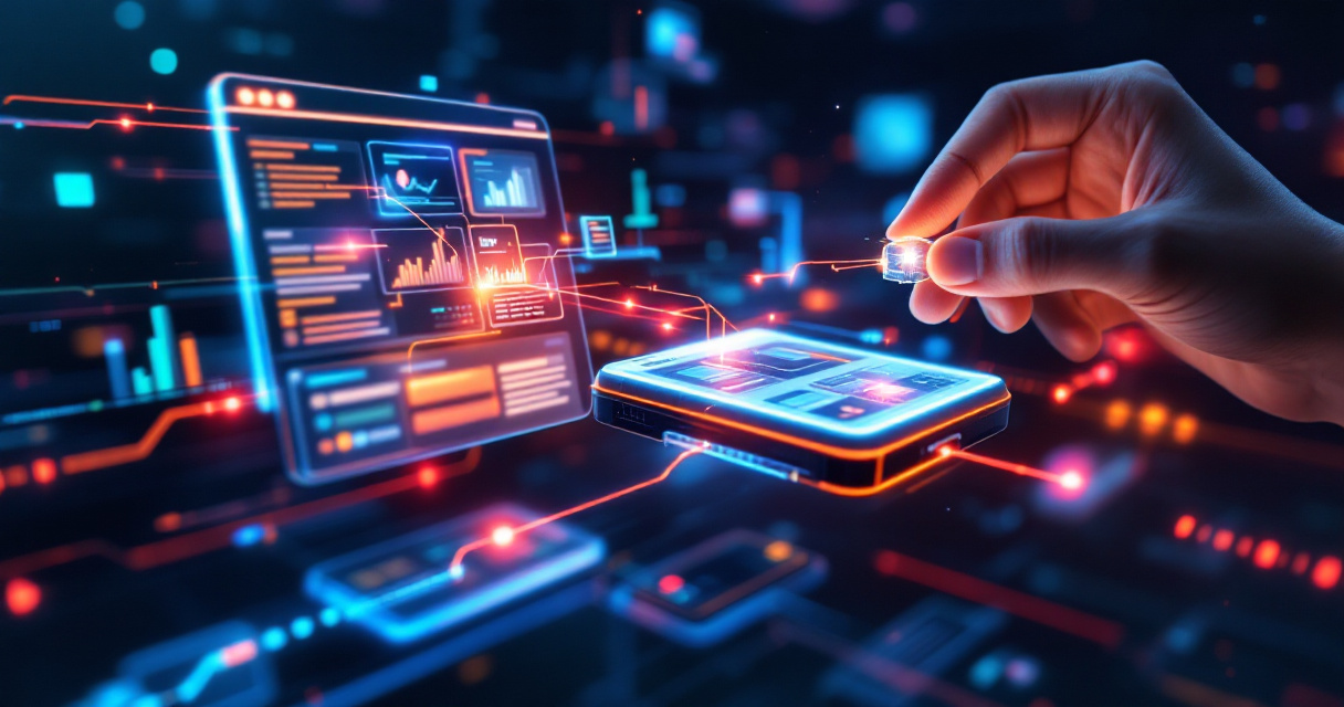 Conceptual illustration of connecting analytics tools and data nodes to a modular website