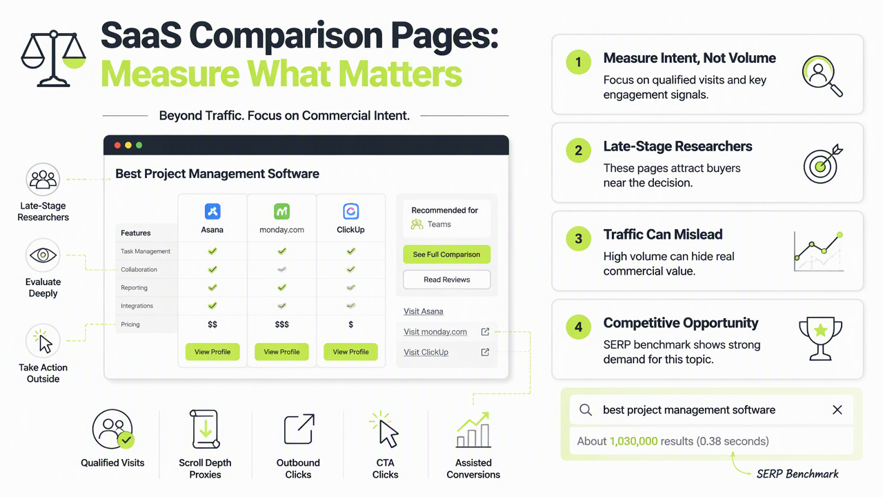 Illustration for What metrics matter on SaaS comparison pages?