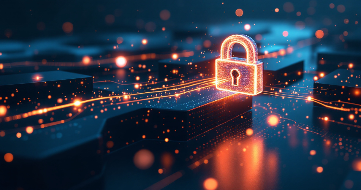 Secure data streams passing through protective shields representing privacy-friendly website analytics