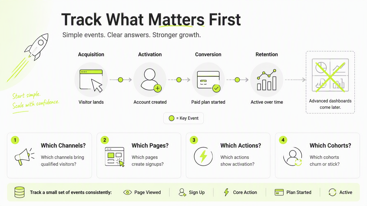 Illustration for What should bootstrapped SaaS founders track first?