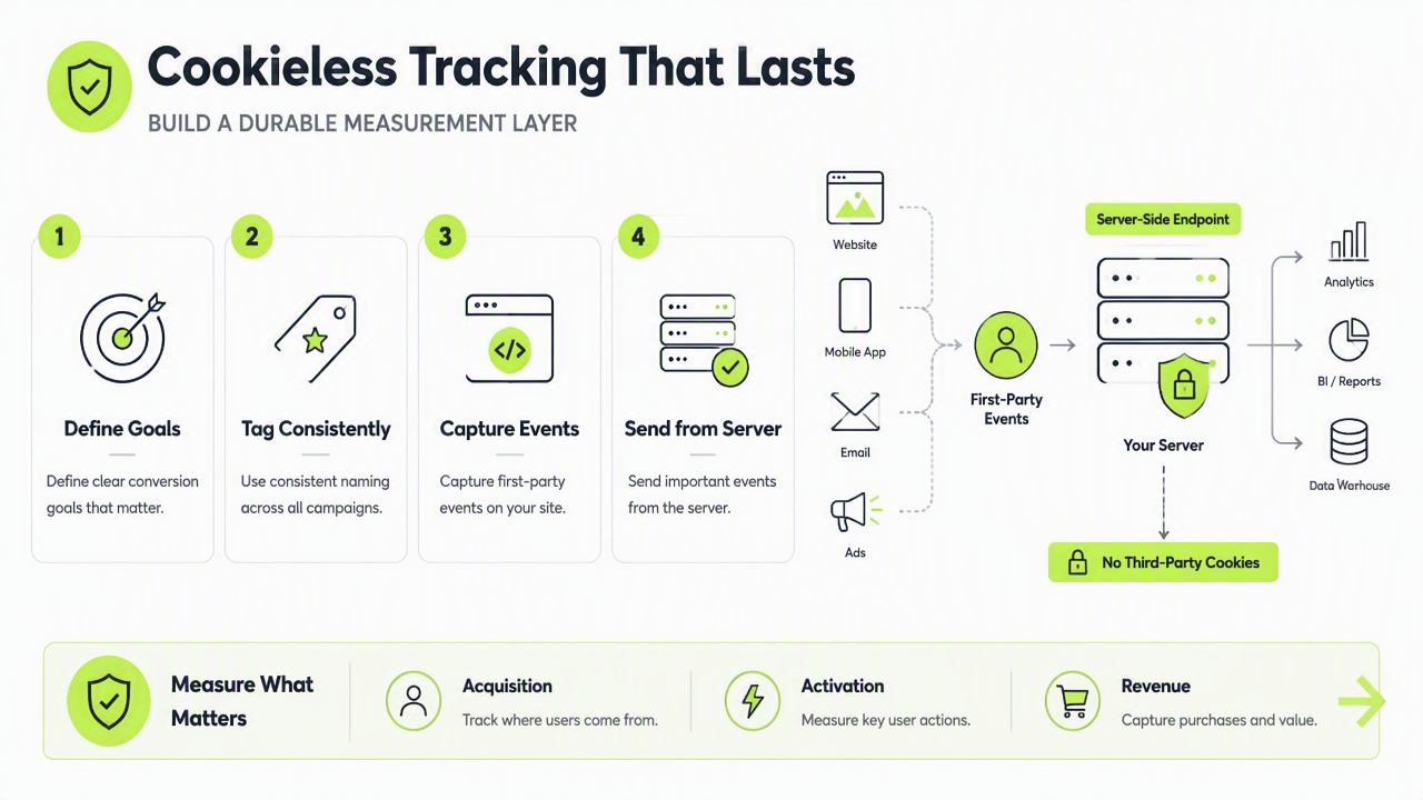 Illustration for How should teams implement cookieless tracking?