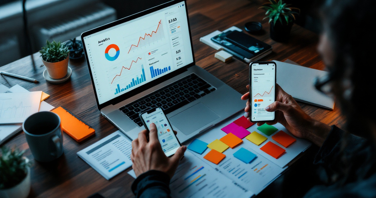 Hands confirming an analytics spike with segmented data and second-source evidence
