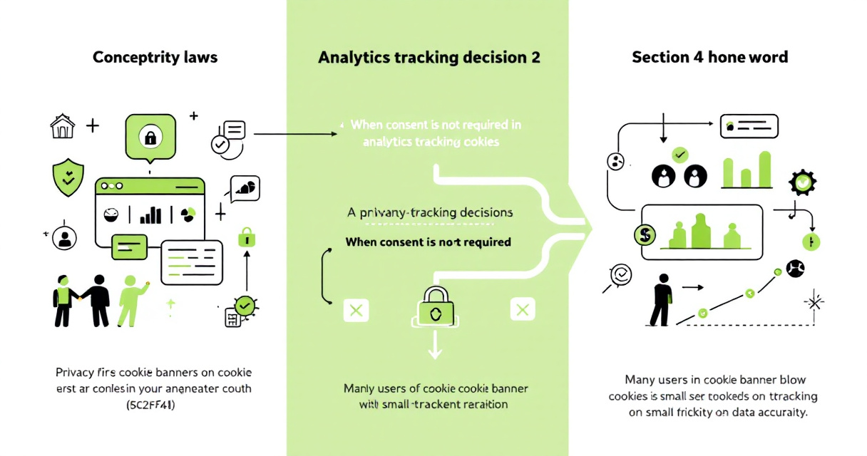 Infographic showing how cookie consent relates to analytics, comparing cookie tracking, consent banners, and privacy‑first analytics alternatives.