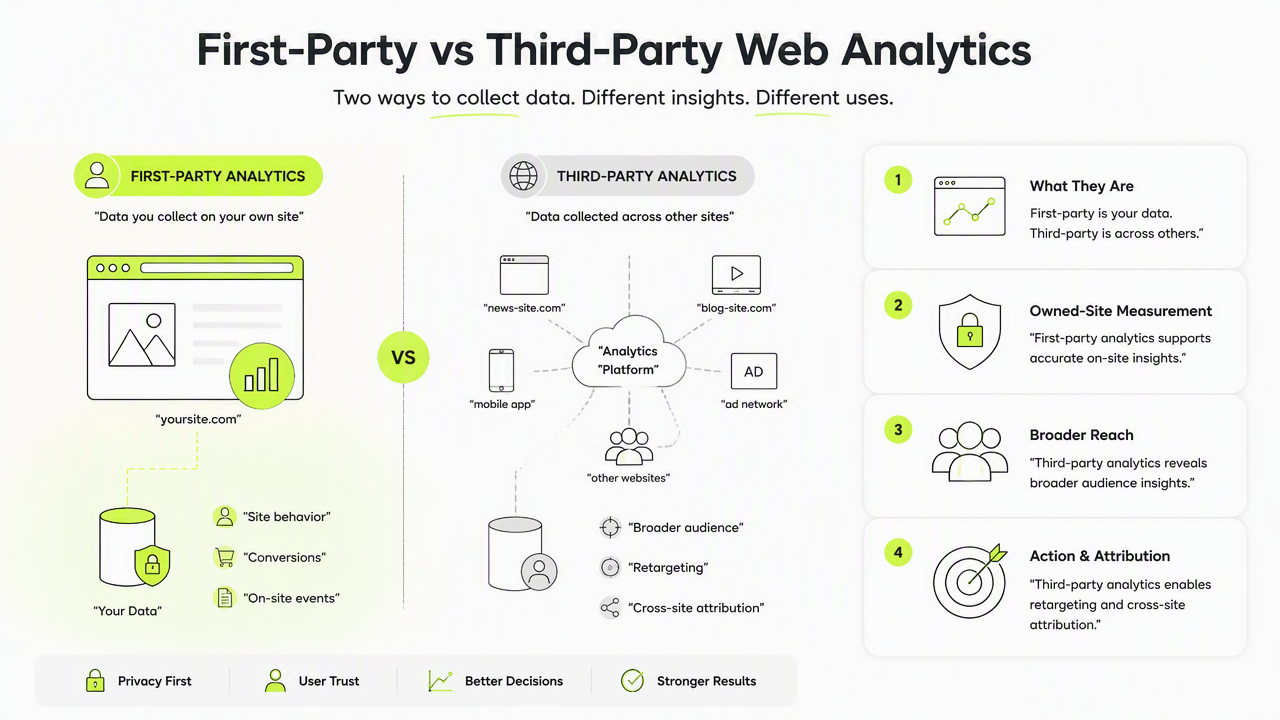 Illustration for What is first-party vs third-party web analytics?