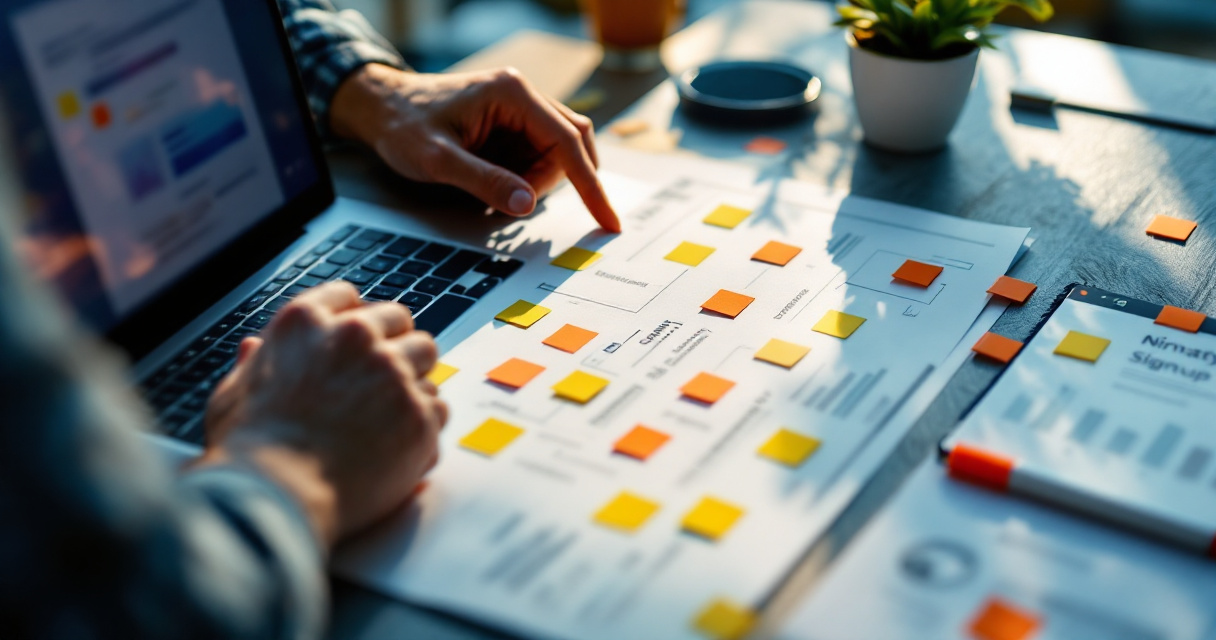 Over-the-shoulder SaaS analytics workspace focused on user intent signals beyond simple pageviews