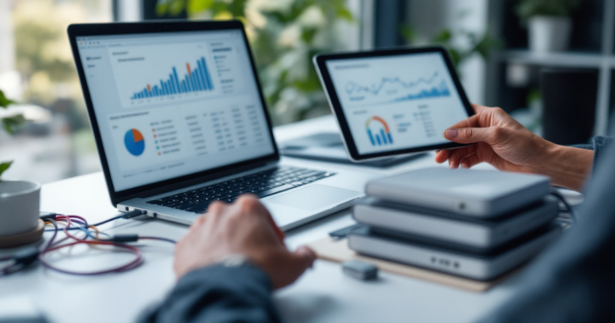 Organized analytics workspace illustrating clean GA4 and tag manager event setup