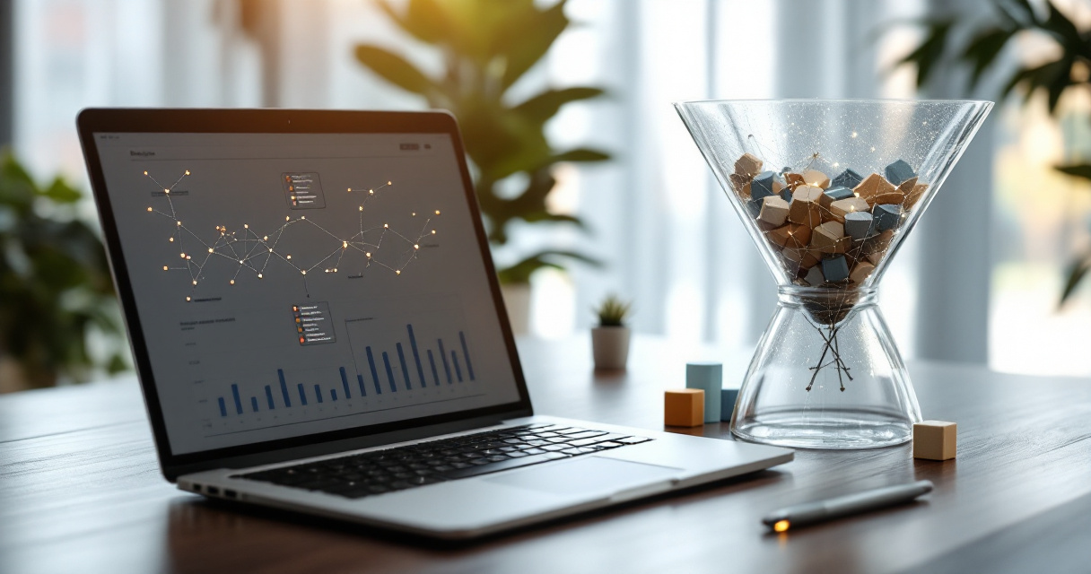 Marketing analytics workspace showing lead activity flowing into a revenue pipeline