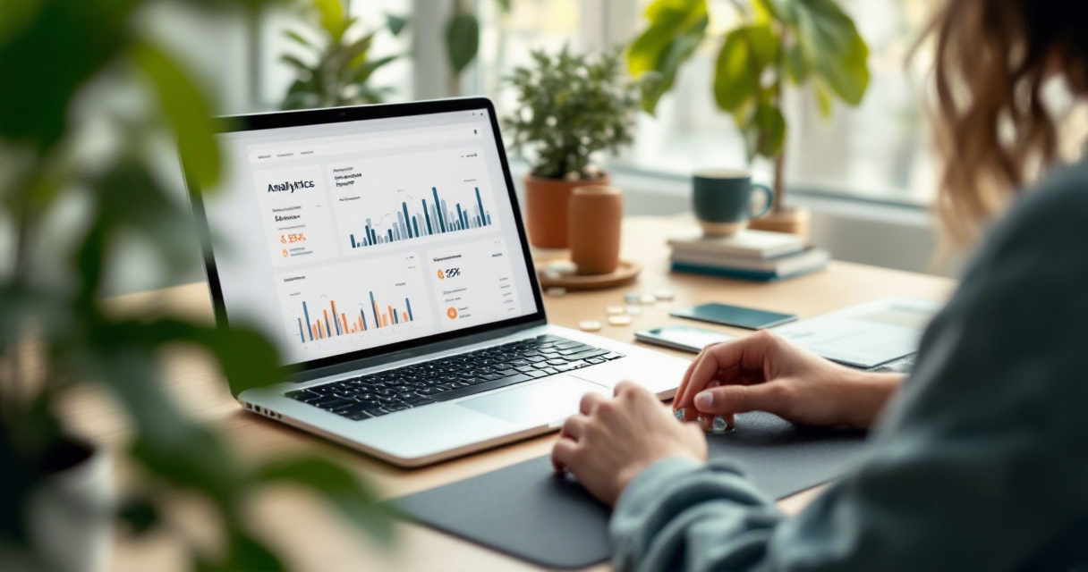 Privacy-friendly analytics workspace showing aggregated website metrics without personal identifiers