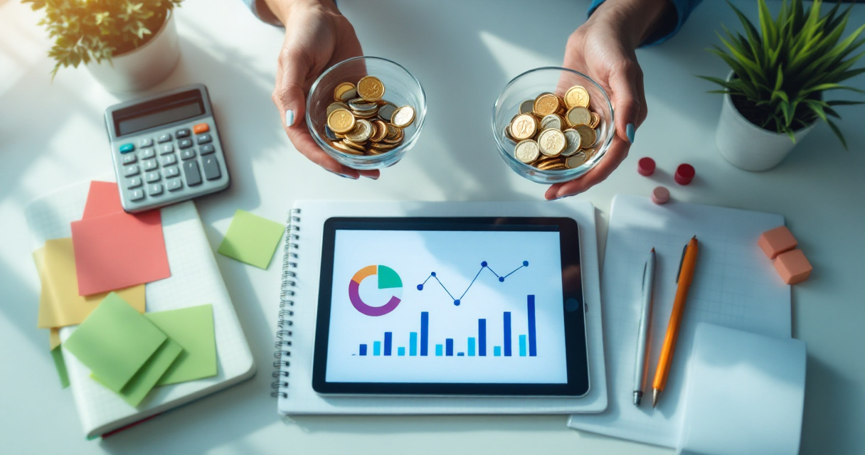 Top-down analytics workspace showing careful calculation of returning visitor rate for SaaS