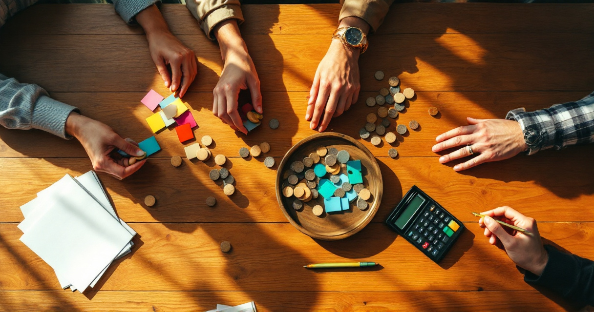 Role-based marketing metrics organized by hands around a warm meeting table