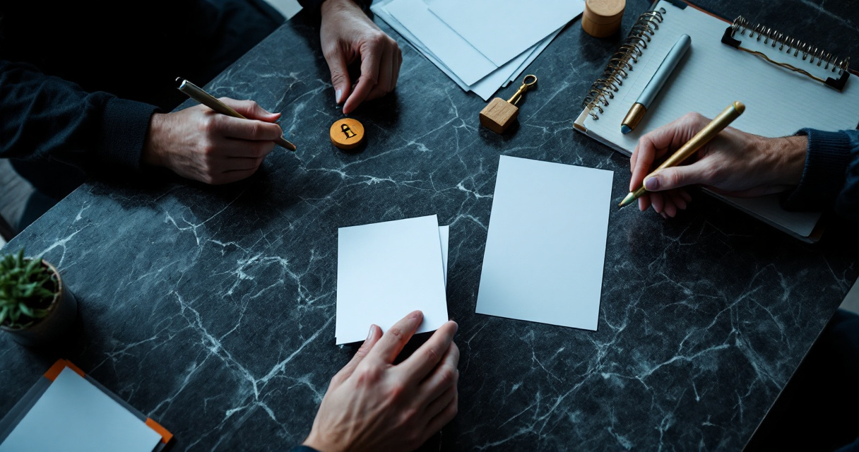 Hands comparing analytics tool options with privacy and usability evaluation objects