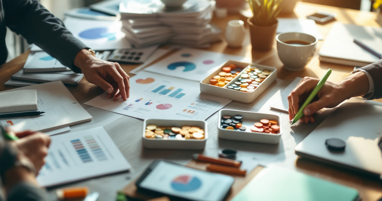 Startup team sorting website metrics into benchmark groups before setting targets