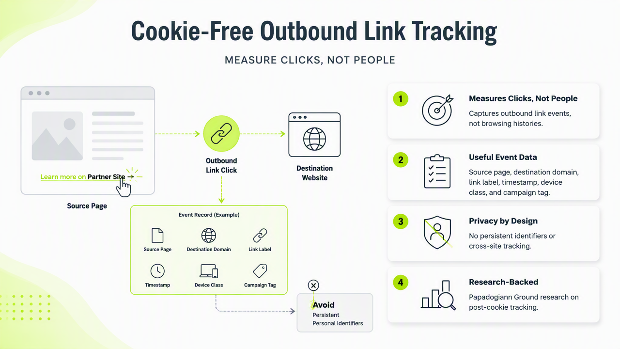 Illustration for What does cookie-free outbound link tracking measure?