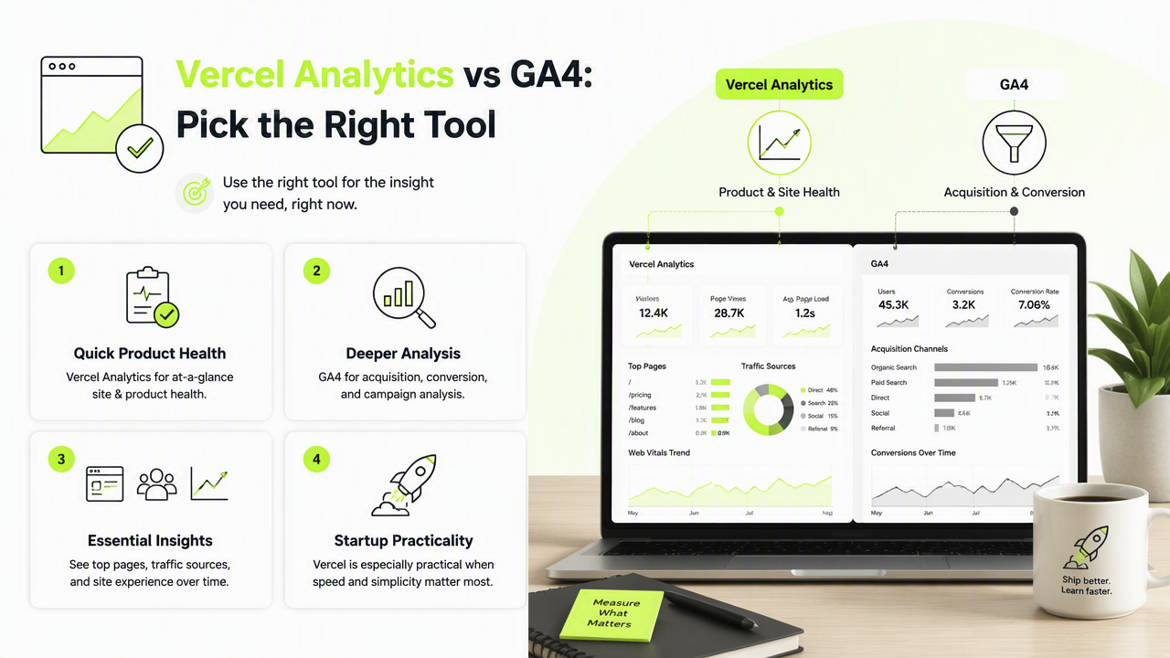 Illustration for When should a startup pick Vercel Analytics or GA4?