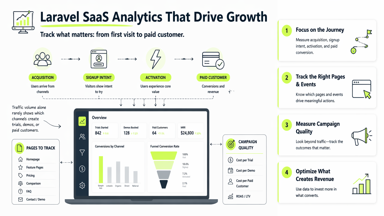 Illustration for What should Laravel SaaS analytics track first?
