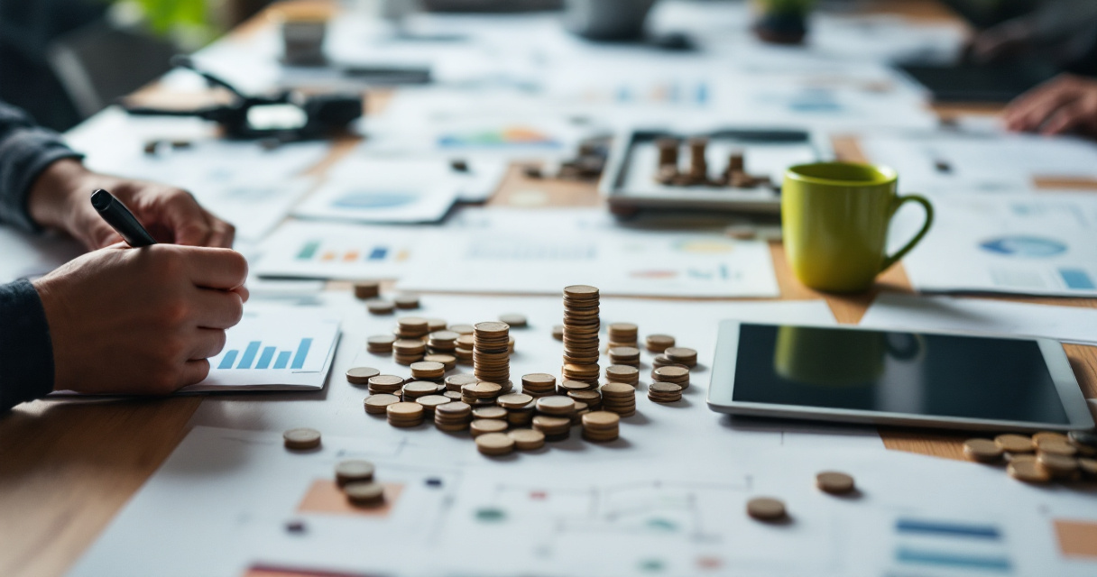 Hands comparing traffic volume and page friction during exit page conversion analysis