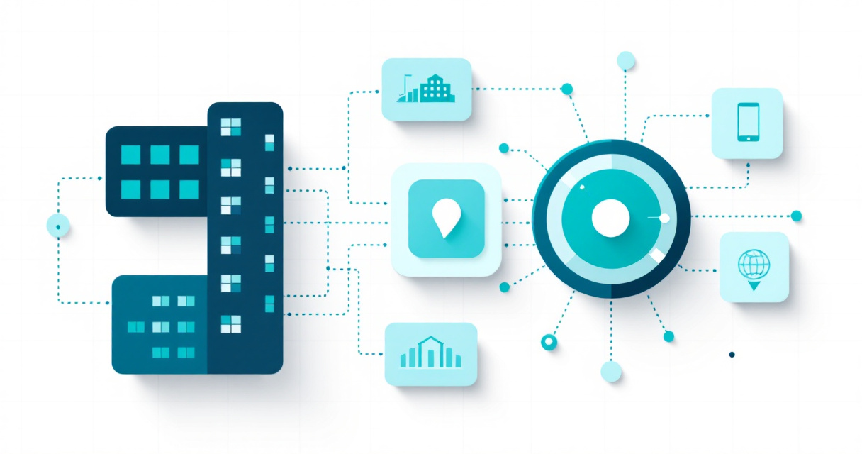 Infographic showing a hotel group connected to multiple OTA channels through a central rate monitoring system, highlighting detection of price mismatches and protection of direct bookings.