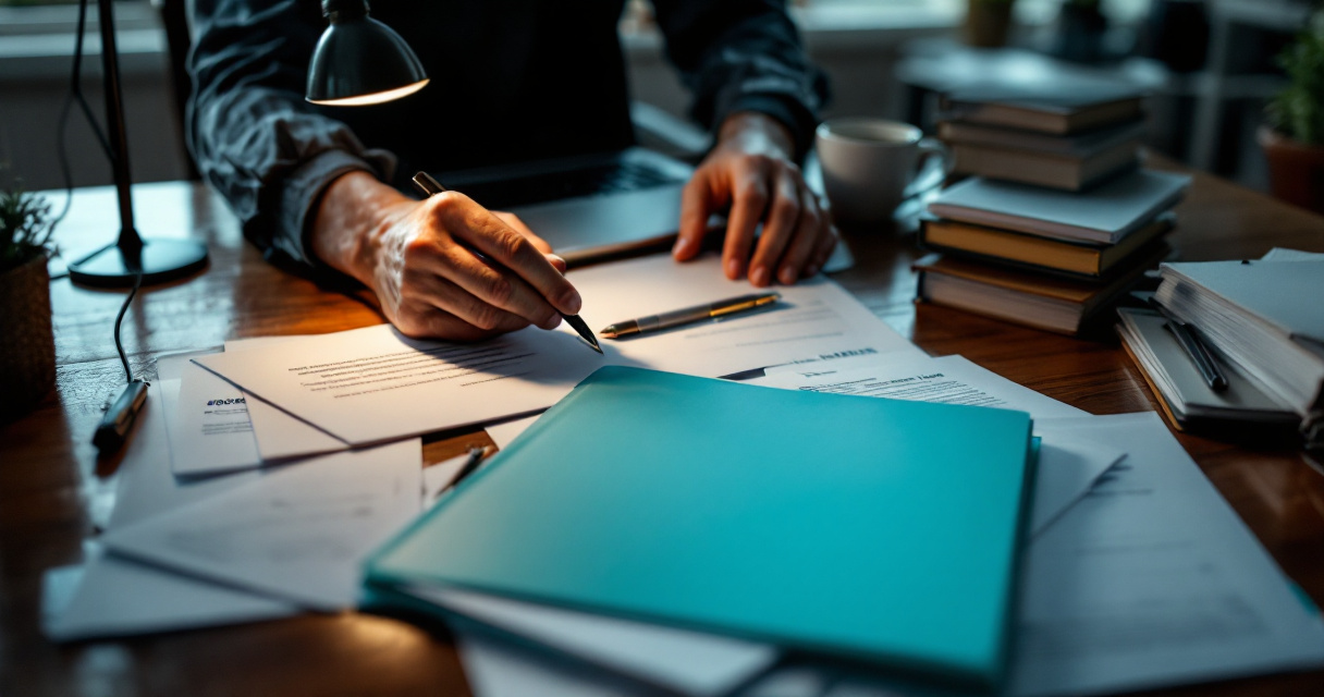 Hotel manager urgently reviewing compliance paperwork at desk after receiving licensing warning