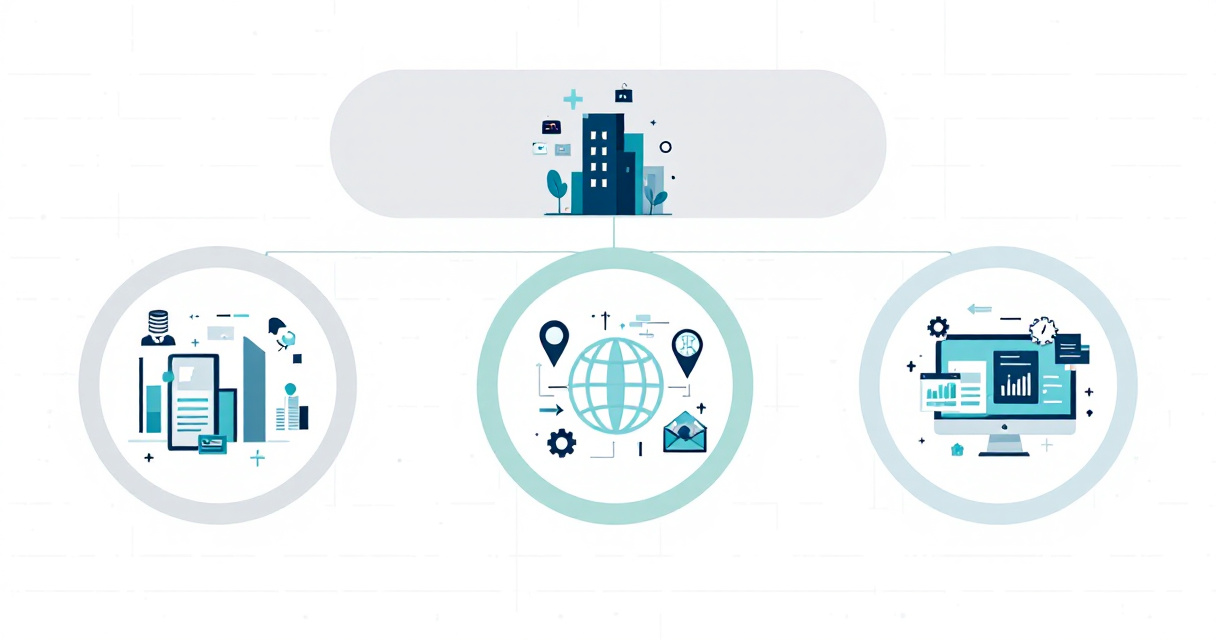 Infographic showing hotel demand forecasting flow from data sources and technology into analytics dashboards leading to improved occupancy and revenue outcomes.