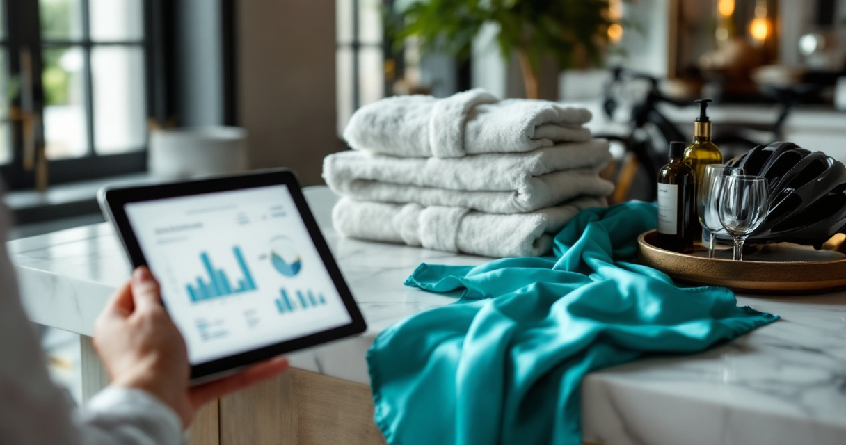 Boutique hotel concierge desk with curated guest amenities representing personalized upsells and data-driven services