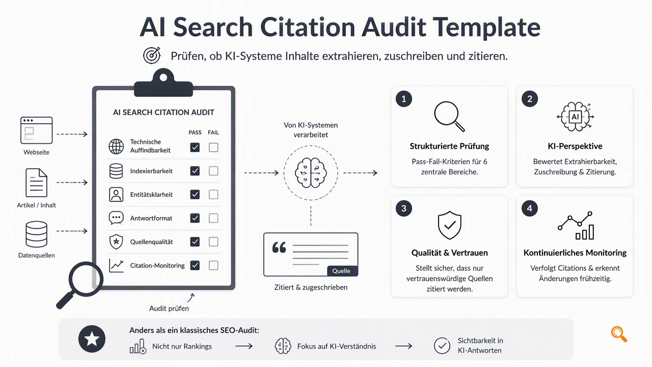 Illustration for Was ist ein AI search citation audit template?