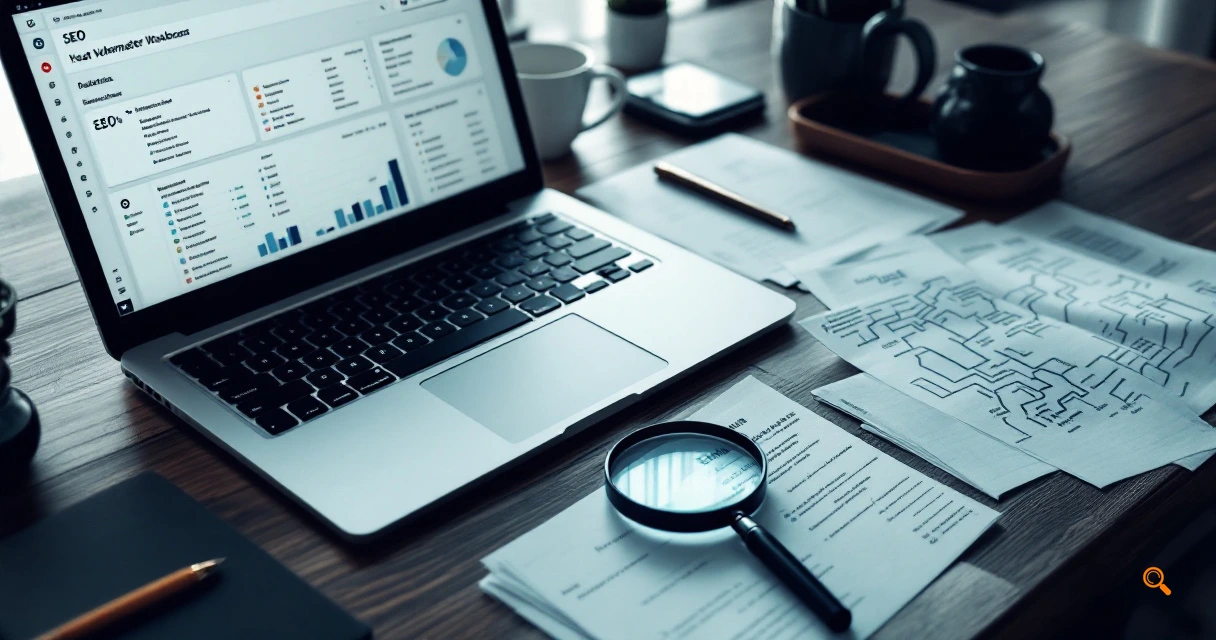 Desk scene showing disconnected sitemap pages and indexing status indicators in Bing diagnostics