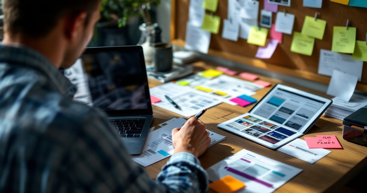 Overhead editorial scene of organized website page inventory for a crawl and indexation audit