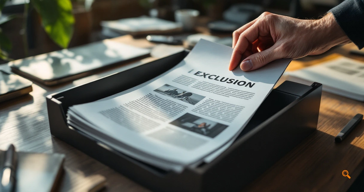 Misplaced webpage printout illustrating an accidental noindex exclusion from search visibility