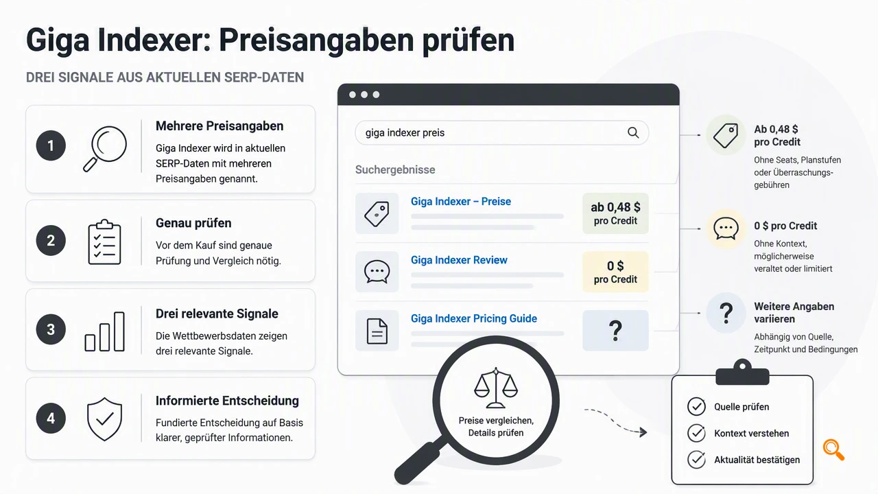 Illustration for Was kostet Giga Indexer pricing laut SERP-Daten?