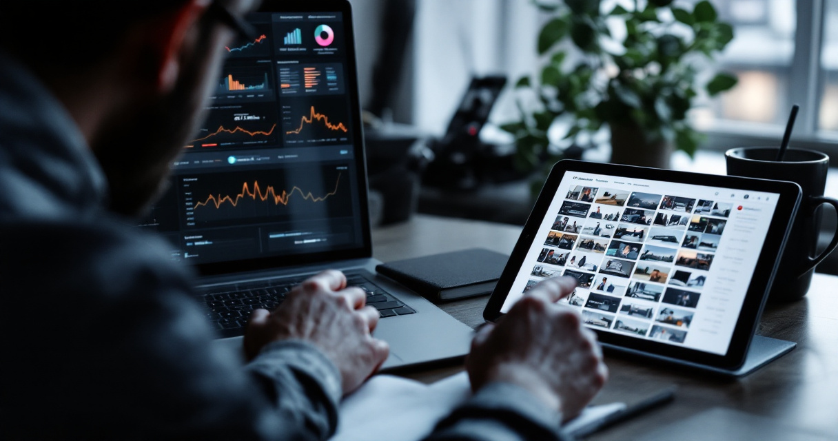 Over-the-shoulder SEO workspace reviewing inconsistent crawl issues across website pages
